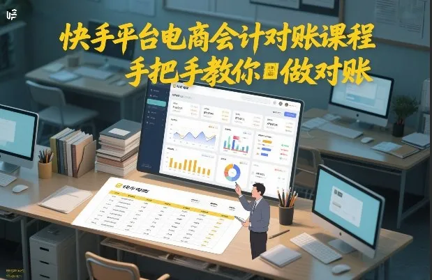 快手平台电商会计对账课程,手把手教你做对账-续财库
