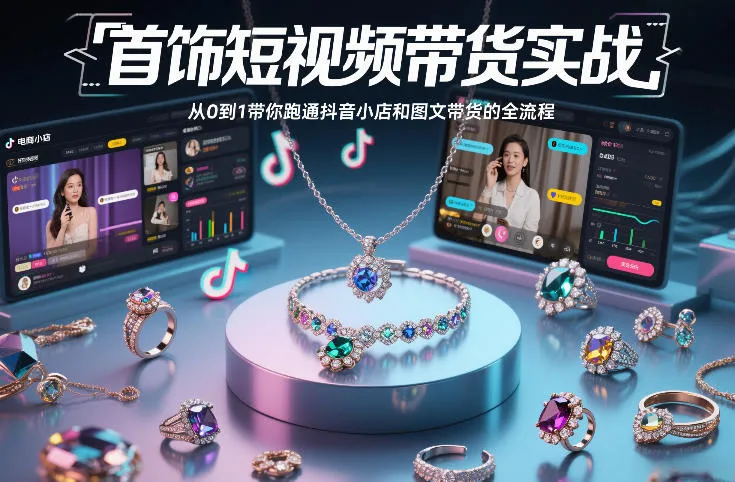 首饰短视频带货实战,从0到1带你跑通抖音小店和图文带货的全流程-续财库