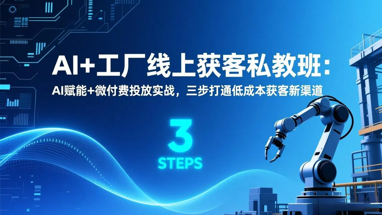 AI+工厂线上获客私教班：AI赋能+微付费投放实战，三步打通低成本获客新渠道-续财库