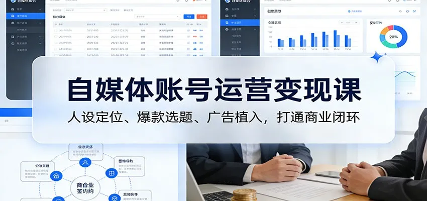 自媒体账号运营变现课:人设定位、爆款选题、广告植入,打通商业闭环-续财库