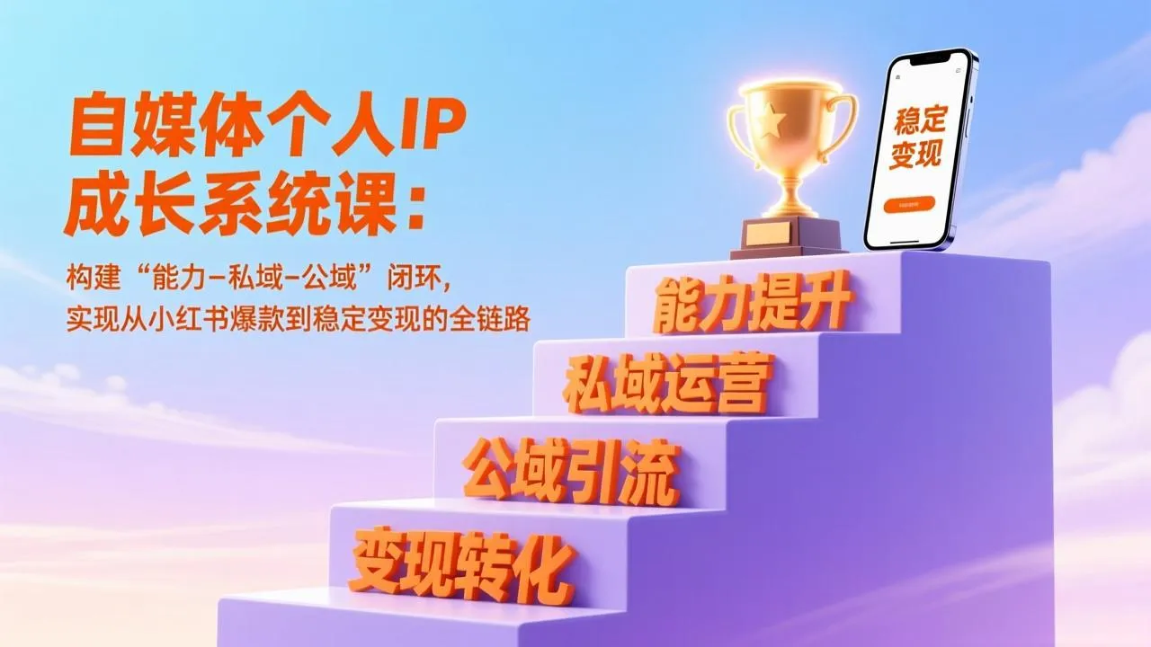 自媒体个人IP成长系统课：构建“能力-私域-公域”闭环，实现从小红书爆款到稳定变现的全链路-续财库