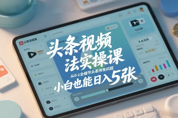 头条视频玩法实操课,从0-1全细节头条所有问题,小白也能日入5张-续财库