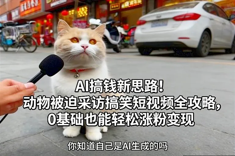 AI搞钱新思路！动物被迫采访搞笑短视频全攻略，0基础也能轻松涨粉变现-续财库