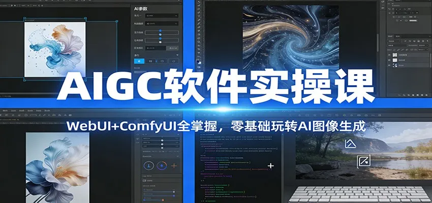AIGC软件实操课:WebUI+ComfyUI全掌握,零基础玩转AI图像生成-续财库