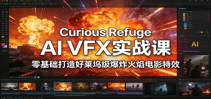 Curious Refuge AI VFX实战课，零基础打造好莱坞级爆炸火焰电影特效-续财库