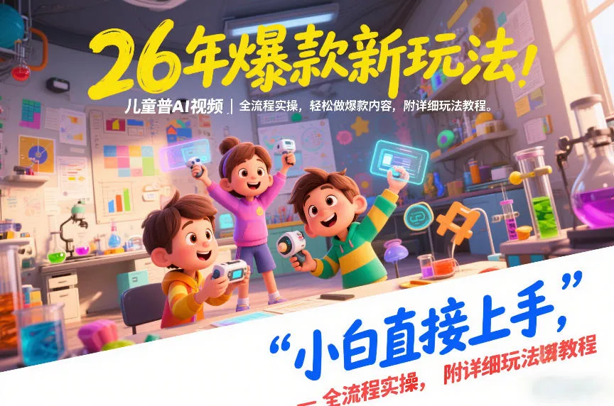 26年爆款新玩法,儿童科普AI视频,全流程实操,轻松做爆款内容,小白直接上手,附详细玩法教程