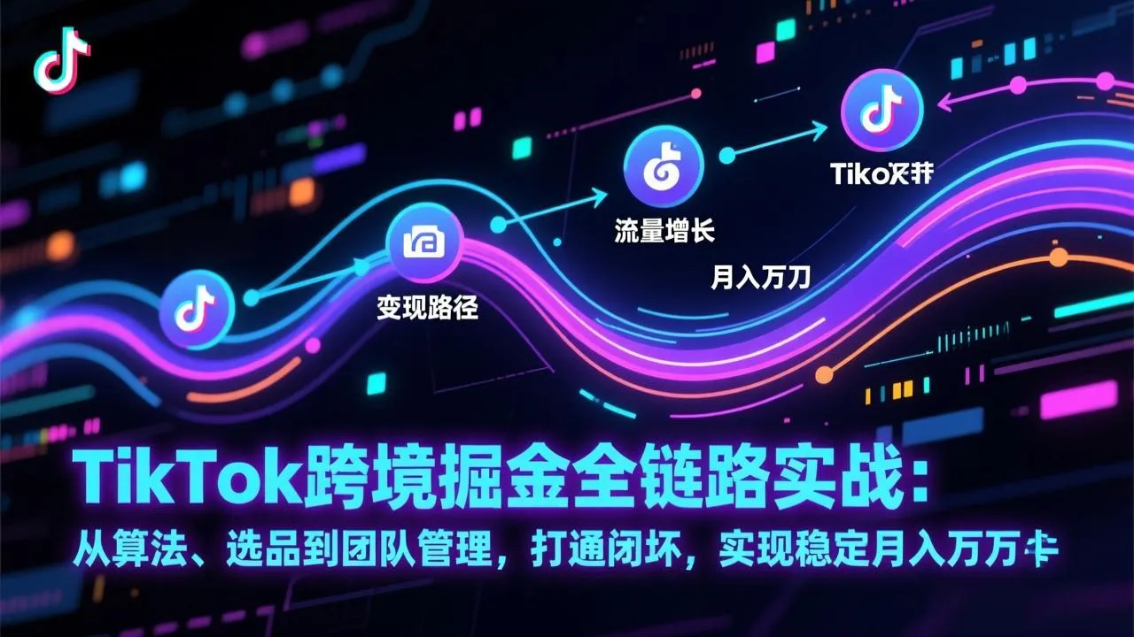 TikTok跨境掘金全链路实战:从算法、选品到团队管理,打通闭环,实现稳定月入万刀-续财库
