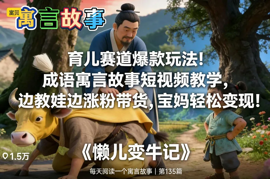 育儿赛道爆款玩法！成语寓言故事短视频教学，边教娃边涨粉带货，宝妈轻松变现！-续财库
