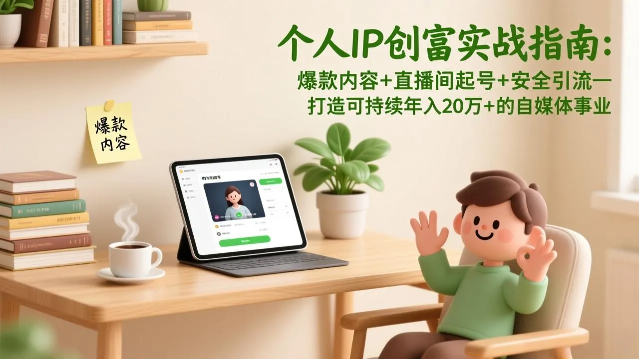 个人IP创富实战指南:爆款内容+直播间起号+安全引流,打造可持续年入20万+的自媒体事业-续财库