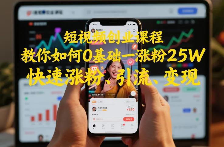 短视频创业课程,教你如何0基础一天涨粉25W,快速涨粉、引流、变现-续财库