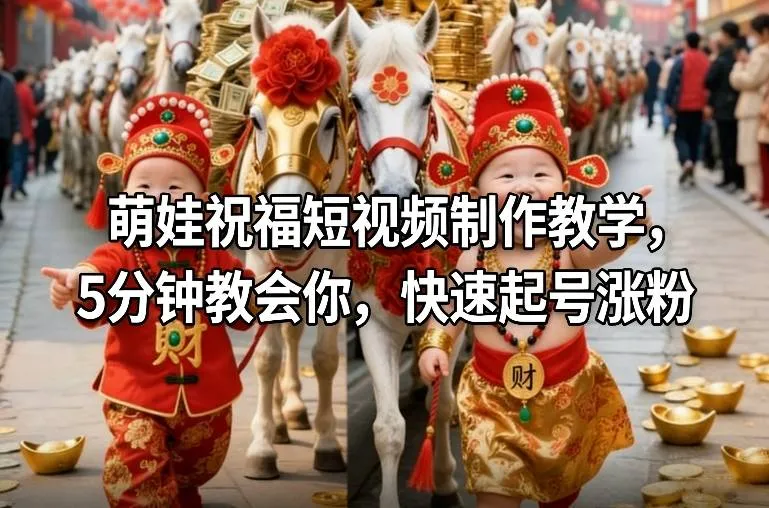 萌娃祝福短视频制作教学，5分钟教会你，快速起号涨粉-续财库