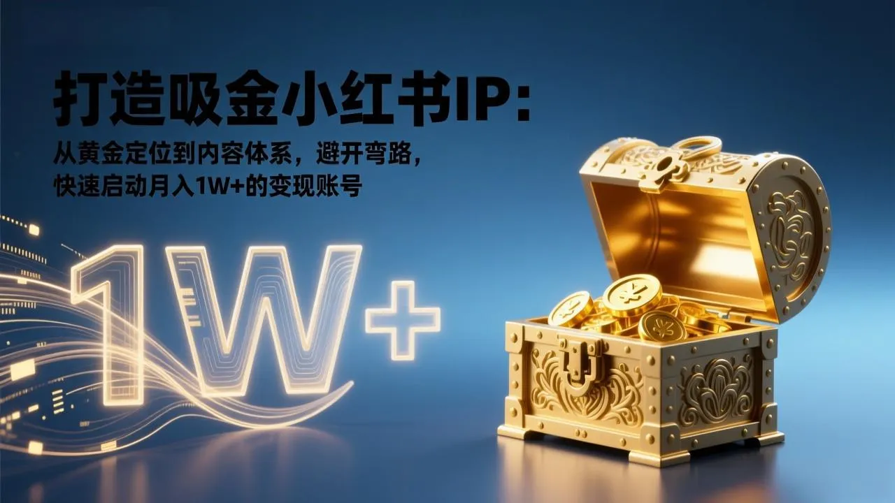 打造吸金小红书IP：从黄金定位到内容体系，避开弯路，快速启动月入1W+的变现账号-续财库