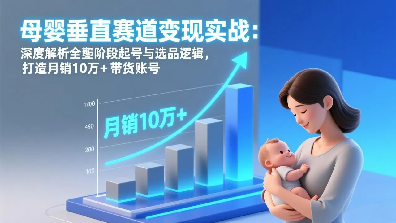 母婴垂直赛道变现实战：深度解析三大阶段起号与选品逻辑，打造月销10万+带货账号-续财库