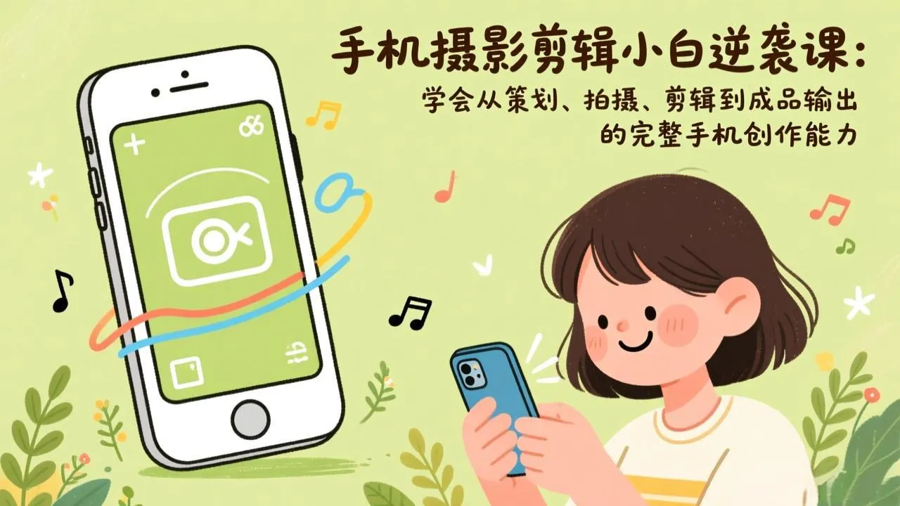 手机摄影剪辑小白逆袭课:学会从策划、拍摄、剪辑到成品输出的完整手机创作能力-续财库