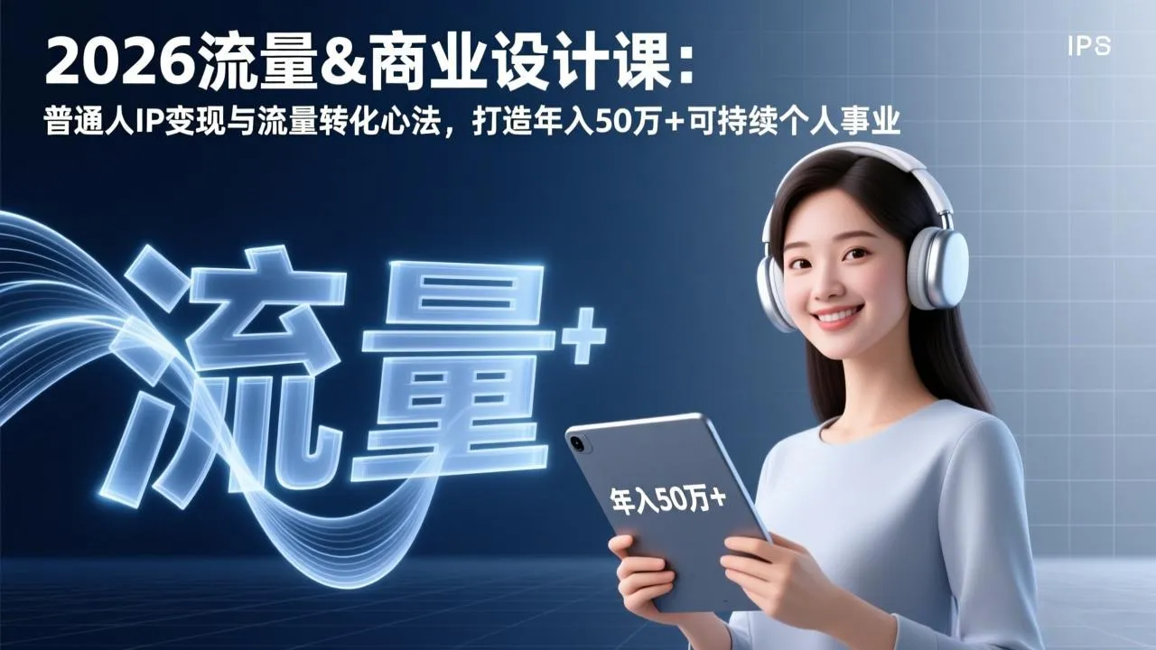 2026流量&商业设计课:普通人IP变现与流量转化心法,打造年入50万+可持续个人事业-续财库