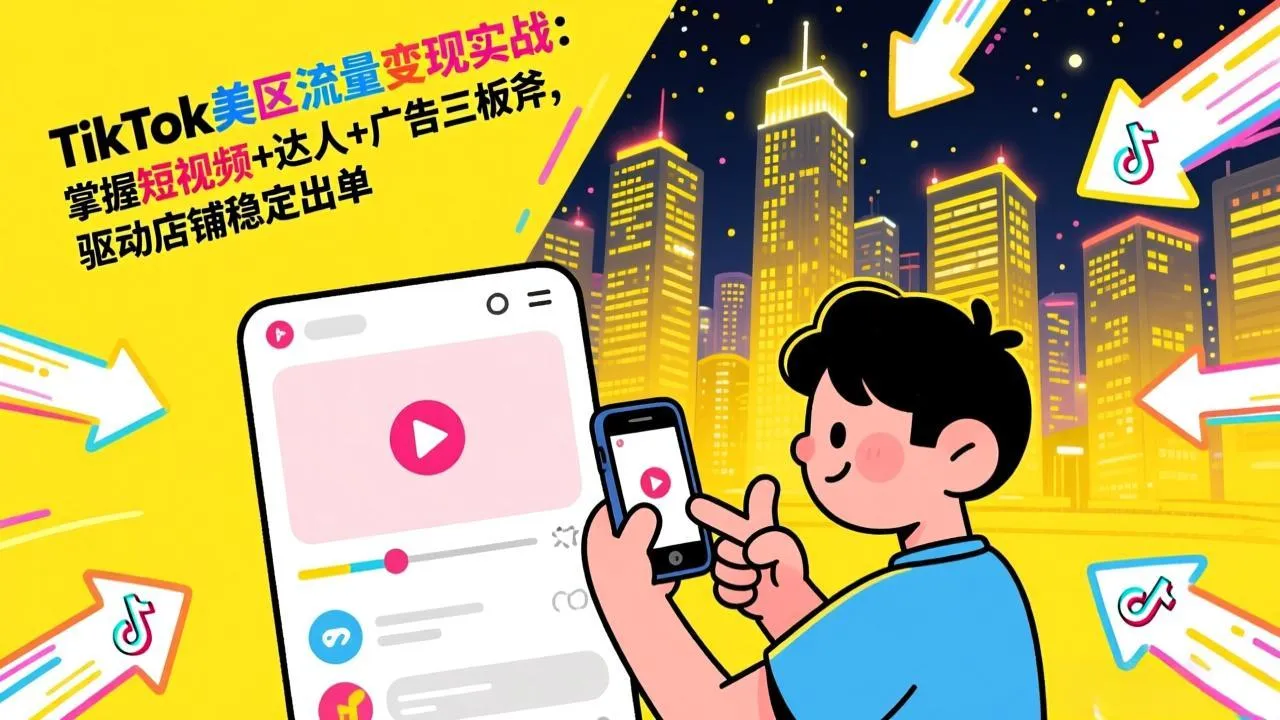 TikTok美区流量变现实战：掌握短视频+达人+广告三板斧，驱动店铺稳定出单-续财库