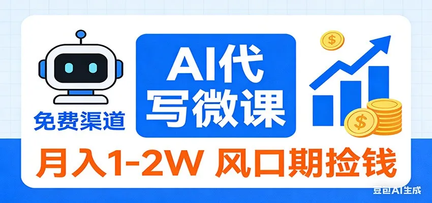 2026告别打工!AI 代写微课,提供免费渠道,月入 1-2W 风口期捡钱-续财库