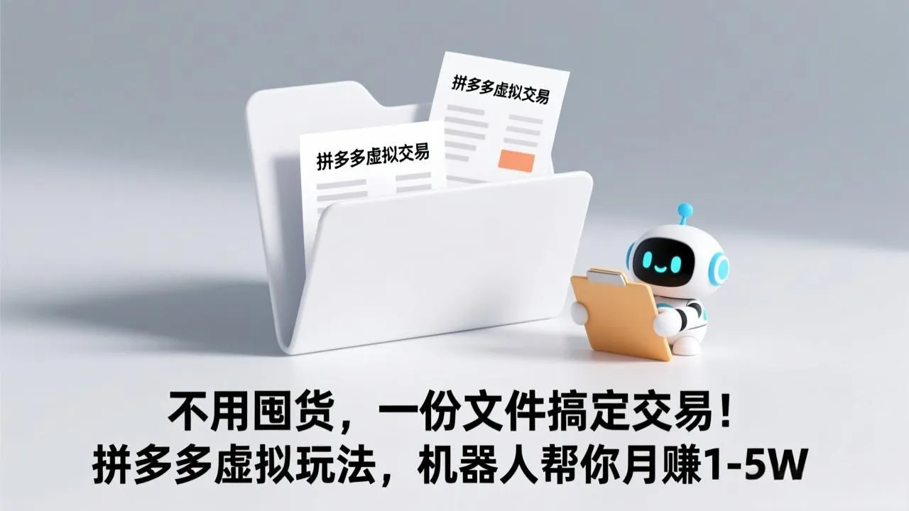 不用囤货,一份文件搞定交易!拼多多虚拟玩法,机器人帮你月赚 1-5W-续财库
