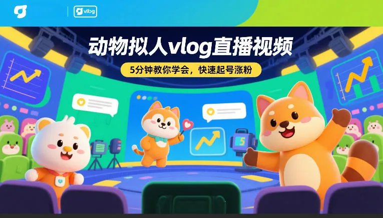 动物拟人vlog直播视频，5分钟教你学会，快速起号涨粉-续财库