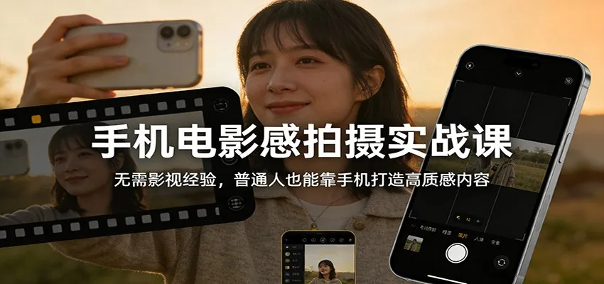 手机电影感拍摄实战课：无需影视经验，普通人也能靠手机打造高质感内容-续财库
