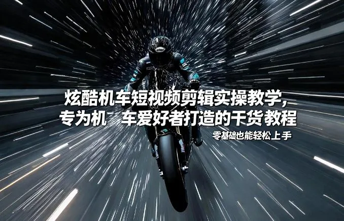 炫酷机车短视频剪辑实操教学,专为机车爱好者打造的干货教程,零基础也能轻松上手-续财库