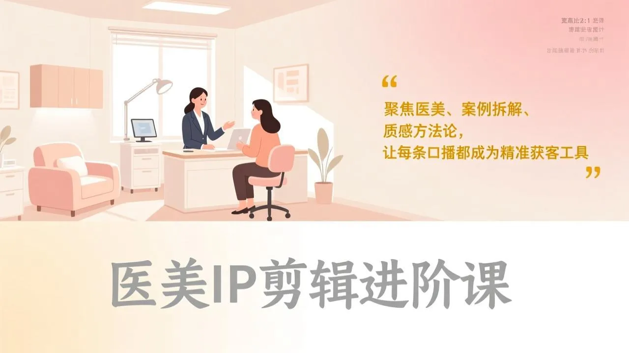 医美IP剪辑进阶课,聚焦医美、案例拆解、质感方法论,让每条口播都成为精准获客工具-续财库