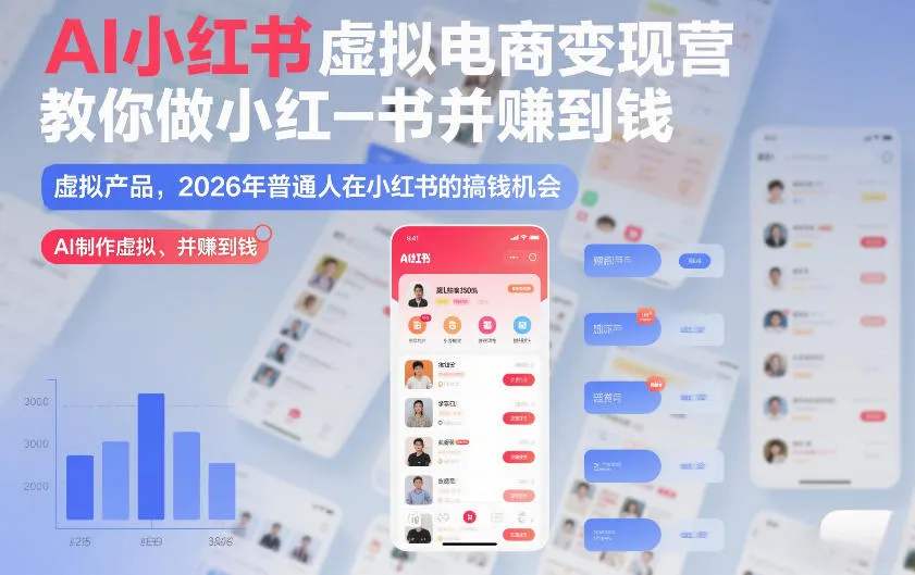 AI小红书虚拟电商变现营，教你做小红书并賺到钱，虚拟产品，2026年普通人在小红书的搞钱机会(完结)-续财库
