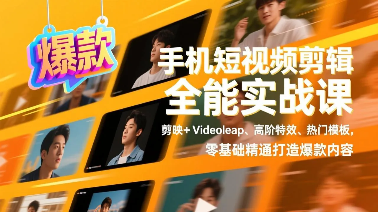 手机短视频剪辑全能实战课，剪映+Videoleap、高阶特效、热门模板，零基础精通打造爆款内容-续财库
