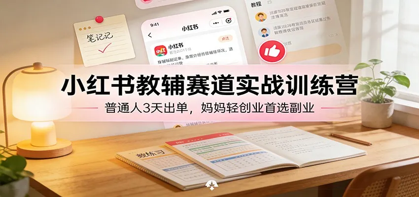 小红书教辅赛道实战训练营：普通人3天出单，妈妈轻创业首选副业-续财库