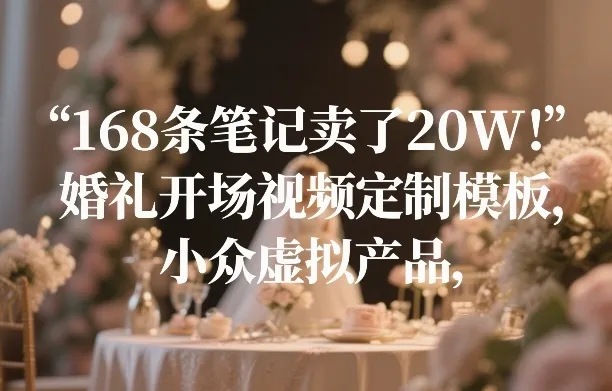 168条笔记卖了20W!婚礼开场视频定制模板,小众虚拟产品-续财库