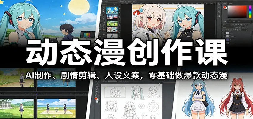 动态漫创作课：AI制作、剧情剪辑、人设文案，零基础做爆款动态漫-续财库