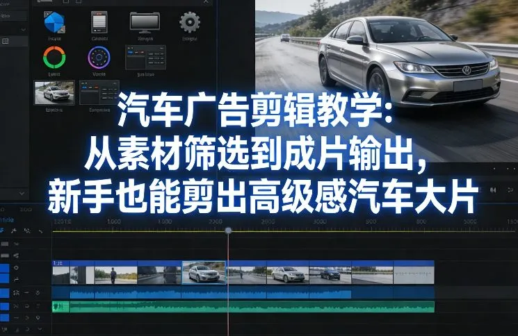 汽车广告剪辑教学：从素材筛选到成片输出，新手也能剪出高级感汽车大片-续财库