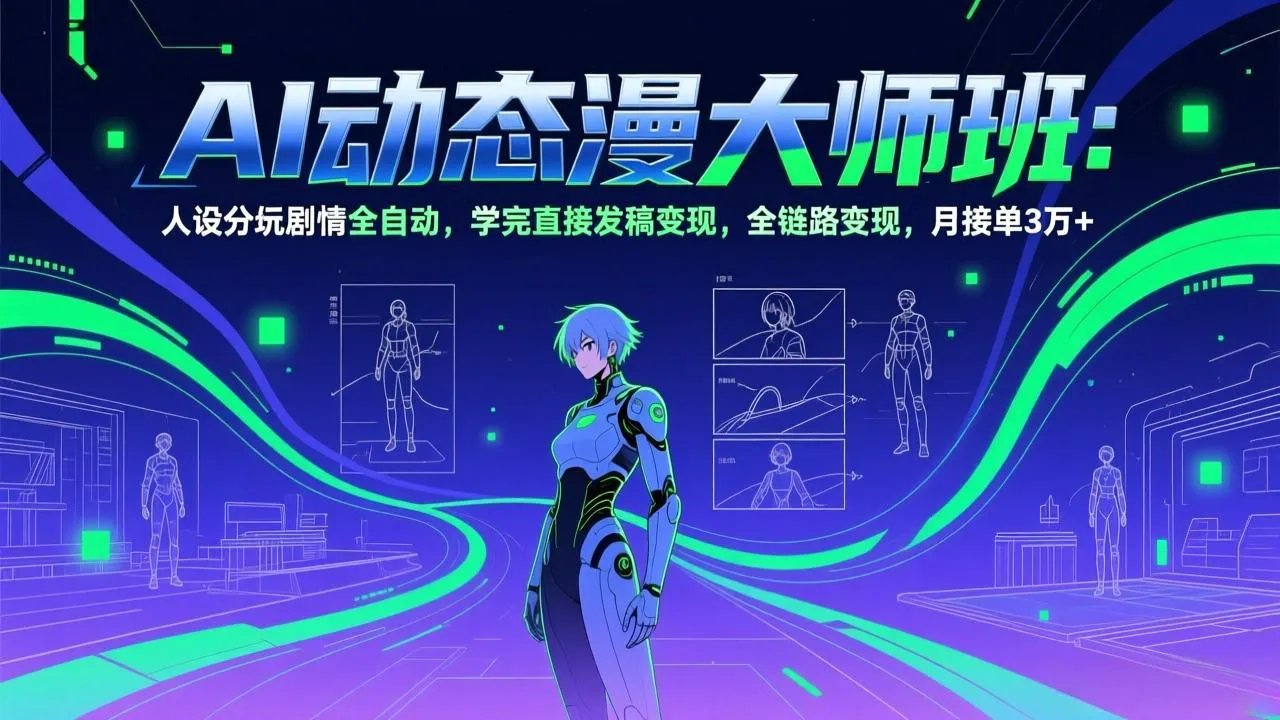 AI动态漫剧大师班:人设分镜剧情全自动,学完直接发稿变现,全链路变现,月接单3万+-续财库