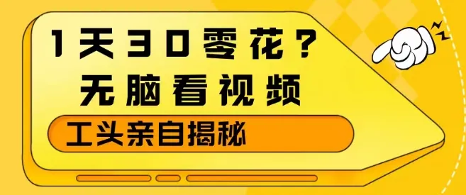 1天30零花？无脑看视频，大佬亲自揭秘-续财库