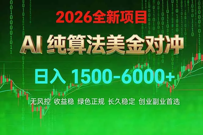 2026 全新美金对冲项目,不套平台赠金,不封号,纯算法对冲,日入 1500-6000+-续财库