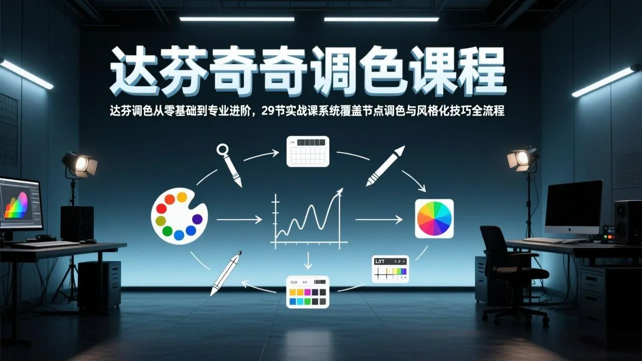 达芬奇调色从零基础到专业进阶,29节实战课系统覆盖节点调色与风格化技巧全流程-续财库
