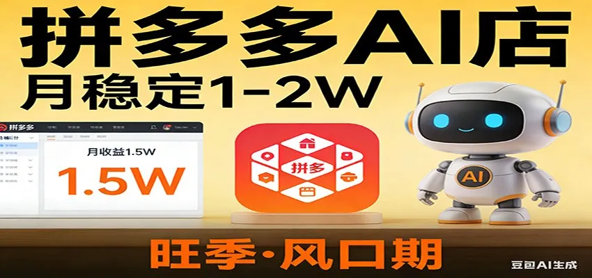 开一家拼多多AI店，月稳定1-2W，目前旺季，风口期！-续财库