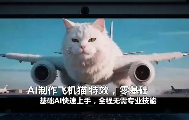 AI制作飞机猫特效，零基础AI快速上手，全程无需专业技能-续财库