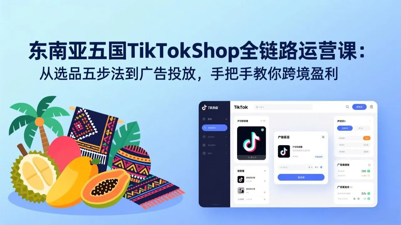 东南亚五国TikTok Shop全链路运营课:从选品五步法到广告投放,手把手教你跨境盈利-续财库