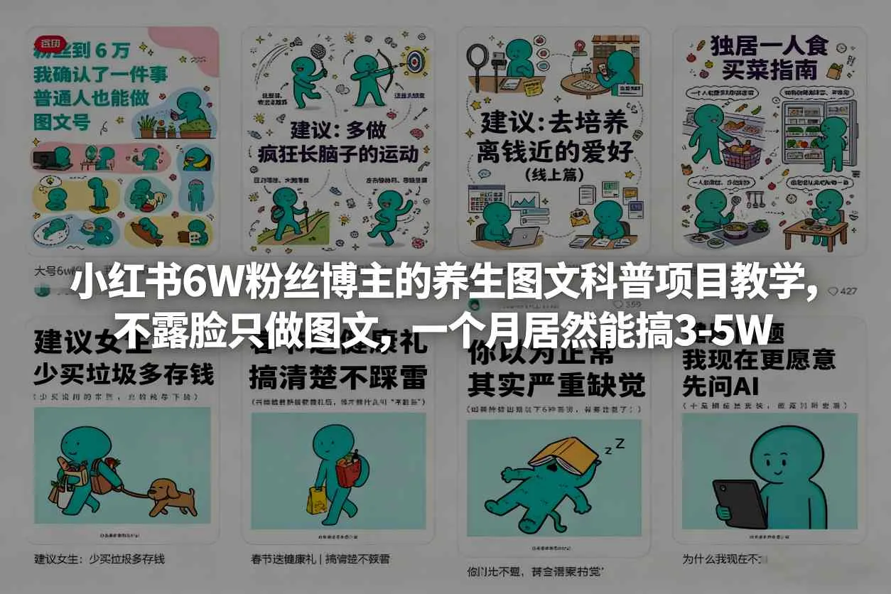 小红书6W粉丝博主的养生图文科普项目教学,不露脸只做图文,一个月居然能搞3-5W-续财库