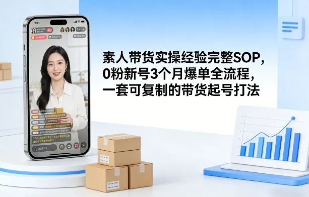 素人短视频带货实操经验完整SOP，0粉新号3个月爆单全流程，一套可复制的带货起号打法-续财库