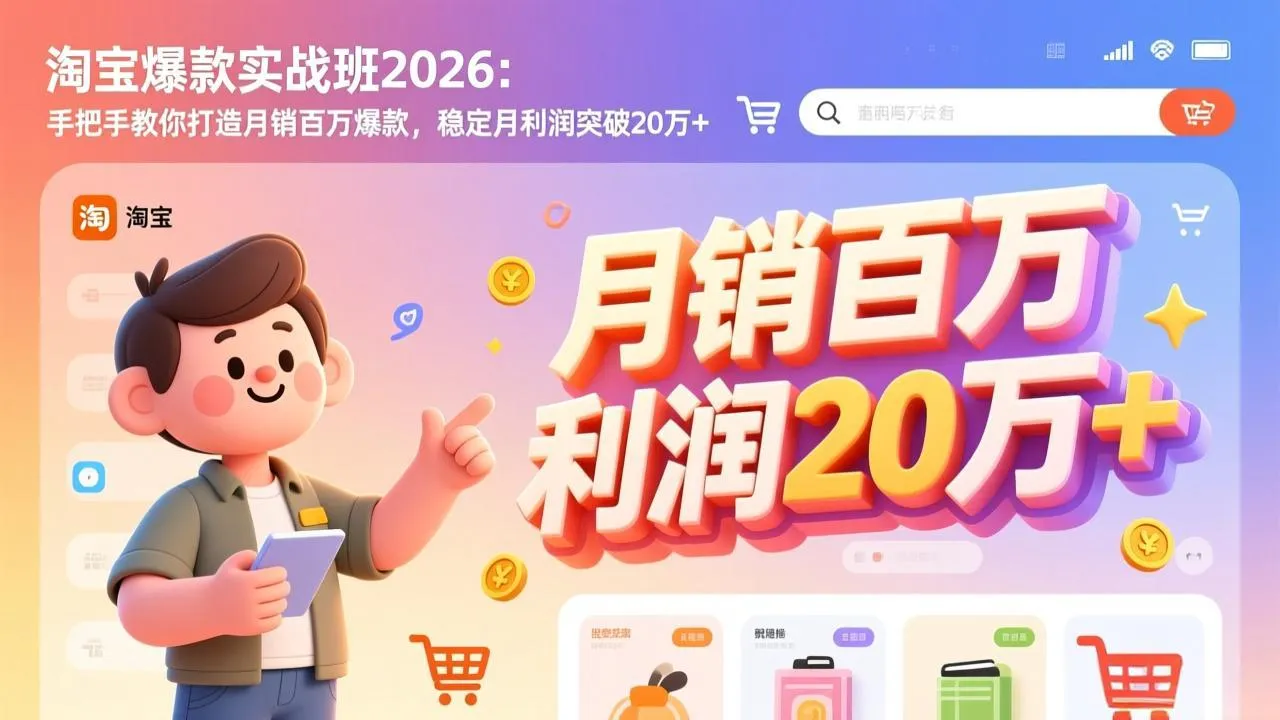 淘宝爆款实战班-2026年3月更新:手把手教你打造月销百万爆款,稳定月利润突破20万+-续财库