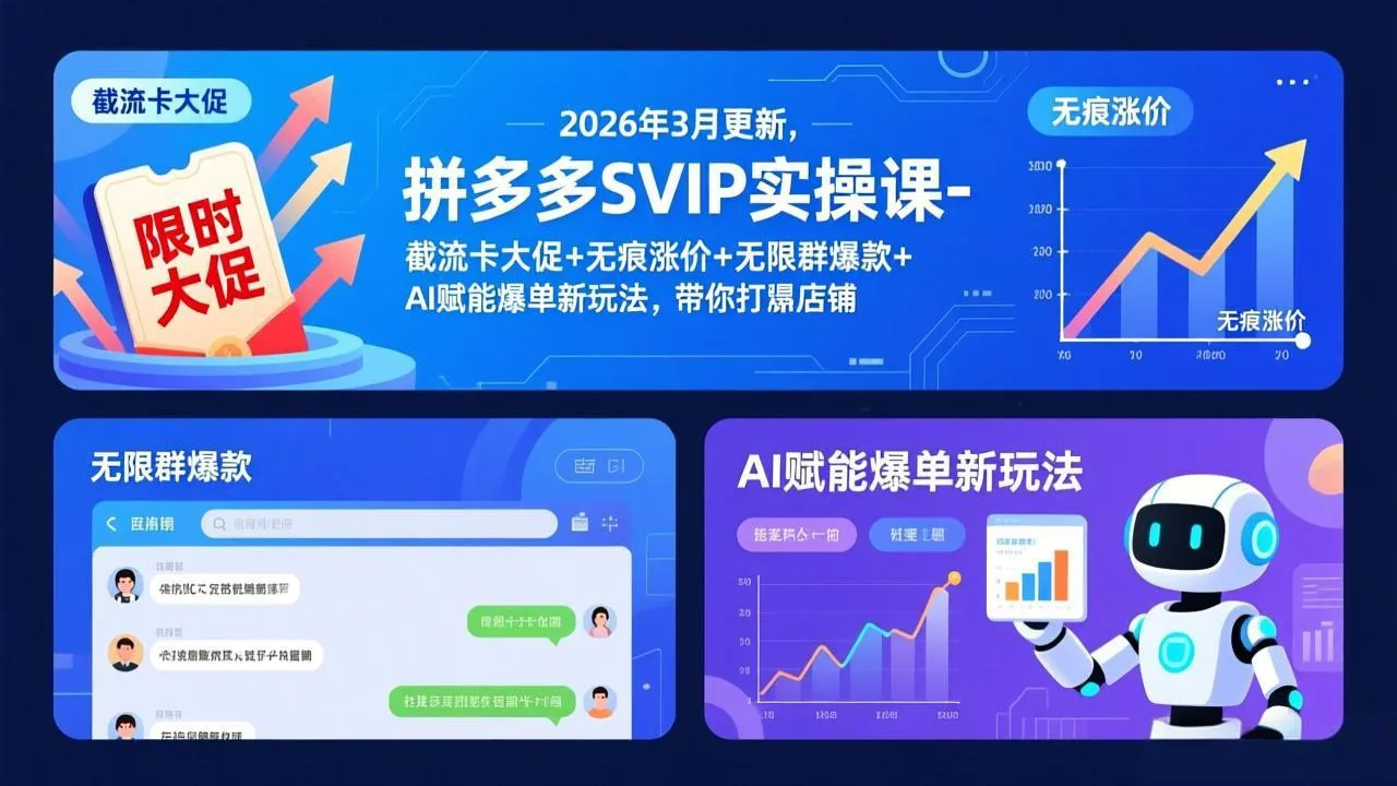 拼多多SVIP实操课-26年3月，截流卡大促+无痕涨价+无限群爆款+AI赋能爆单新玩法，带你打爆店铺-续财库
