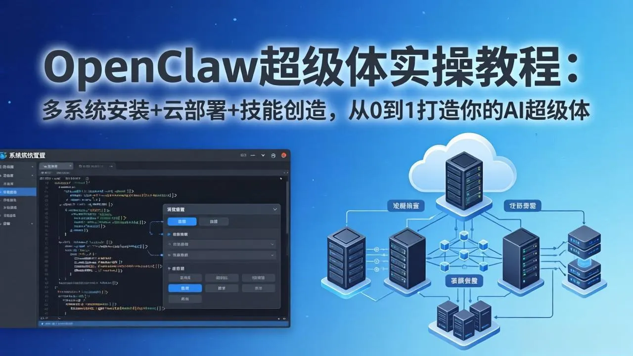 OpenClaw-小龙虾 超级体实操教程：多系统安装+云部署+技能创造，从0到1打造你的AI超级体-续财库