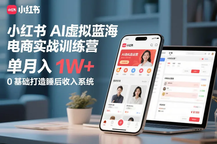 小红书AI虚拟蓝海电商实战训练营,单月入1W+,0基础打造睡后收入系统(更新)-续财库