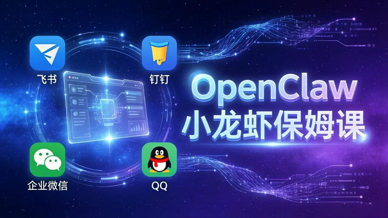 OpenClaw小龙虾保姆课： Windows/macOS/Linux/Docker全系统安装，飞书+钉钉+企业微信+QQ 全接入-续财库