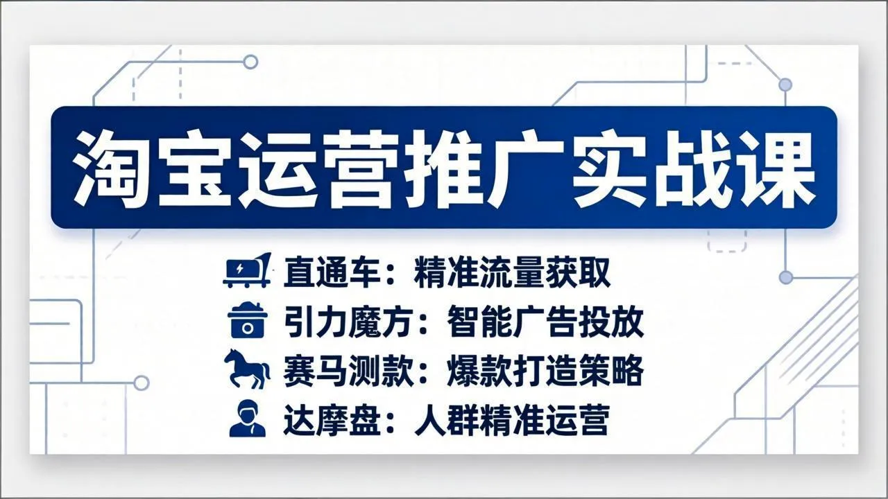 淘宝运营推广实战课，直通车+引力魔方+赛马测款+达摩盘人群推广等(更新26年3月-续财库