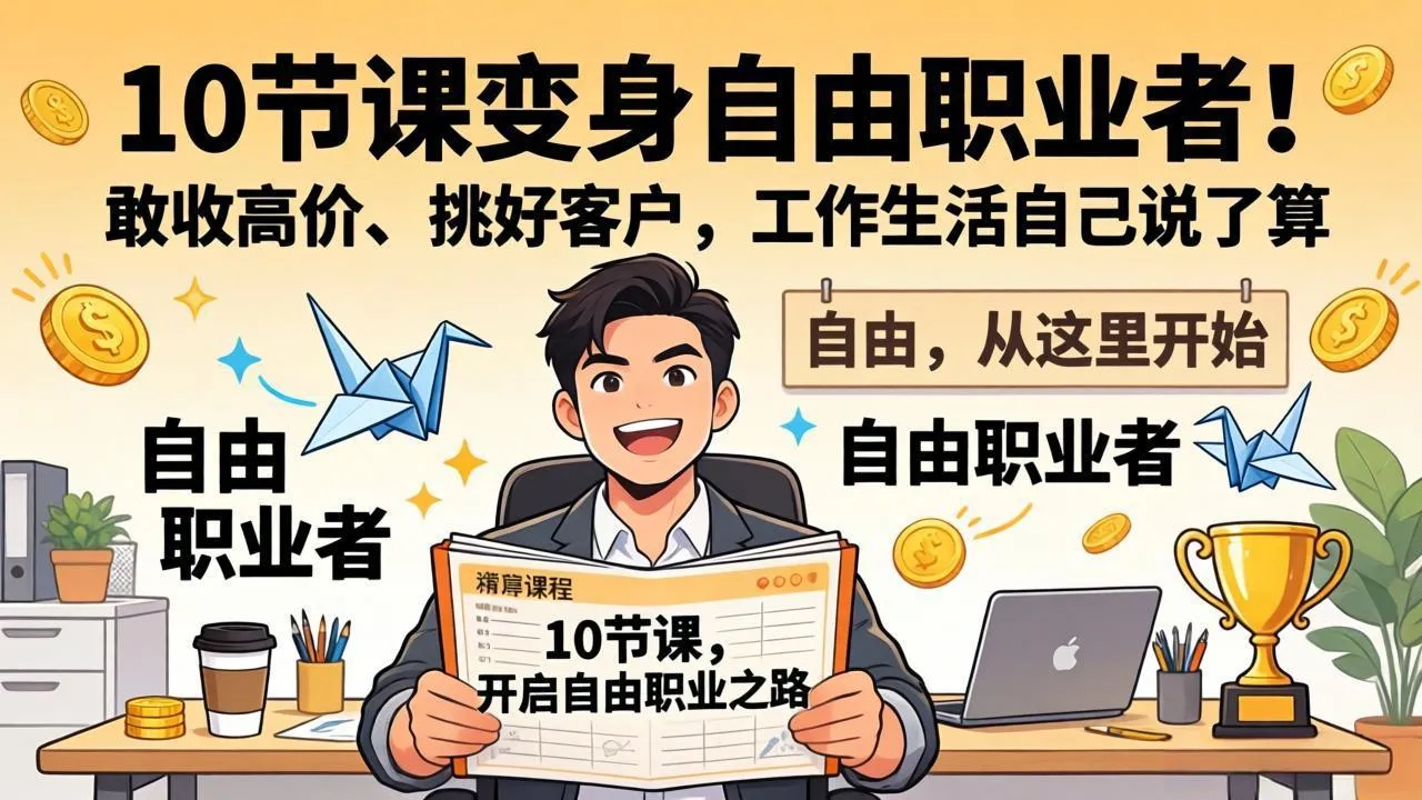 10 节课变身自由职业者！敢收高价、挑好客户，工作生活自己说了算-续财库
