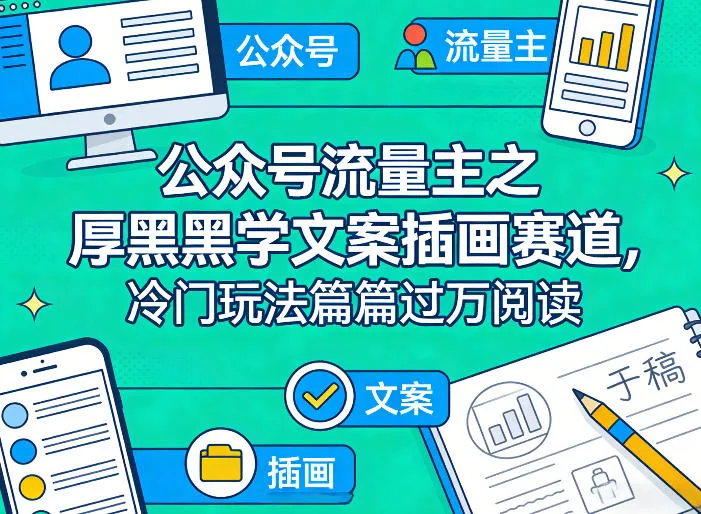 公众号流量主之厚黑学文案插画赛道，冷门玩法篇篇过万阅读-续财库