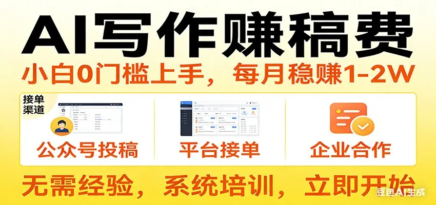 用AI写作赚稿费,提供接单渠道,每月稳赚1-2W,小白0门槛上手!-续财库